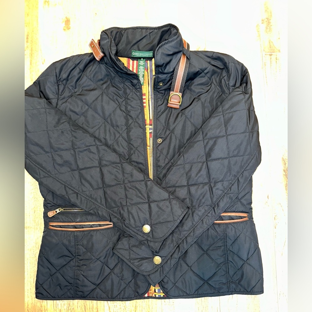 Ralph Lauren Jeans Co Women’s M Quilted Black Jacket. Equestrian Style